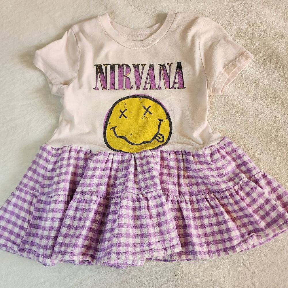 Nirvana Graphic Tshirt Upcycled into a Dress Size 3t
